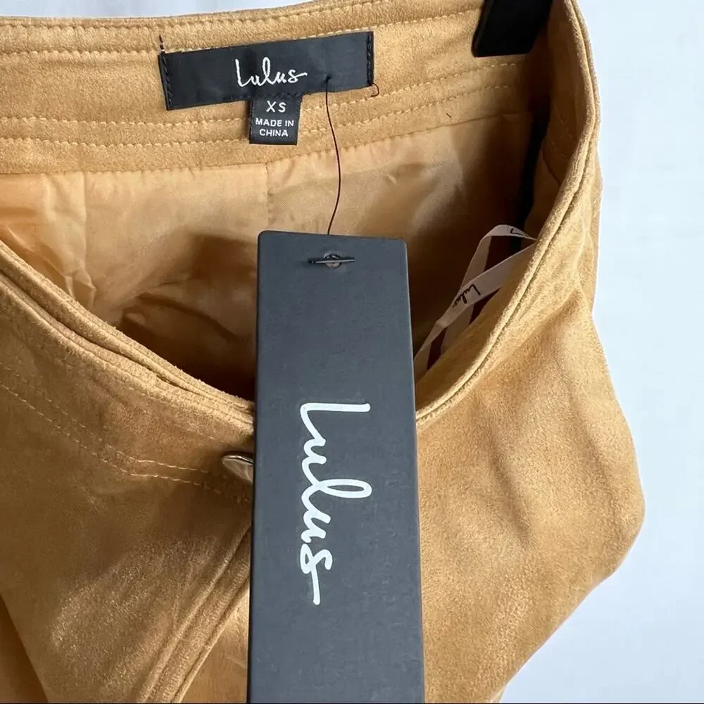LULUS Brown Faux Suede Wrap Skirt NWT in XS